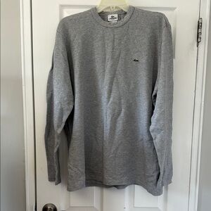 Lacoste Men's Gray Long Sleeve Waffle Sleep Shirt